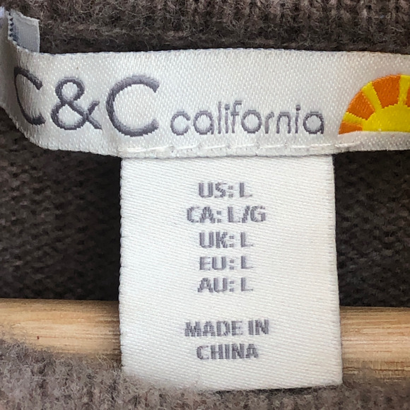 C&C California Sweater Womens Size Large Tan Wool Blend Turtleneck‎ Pullover - Picture 2 of 9